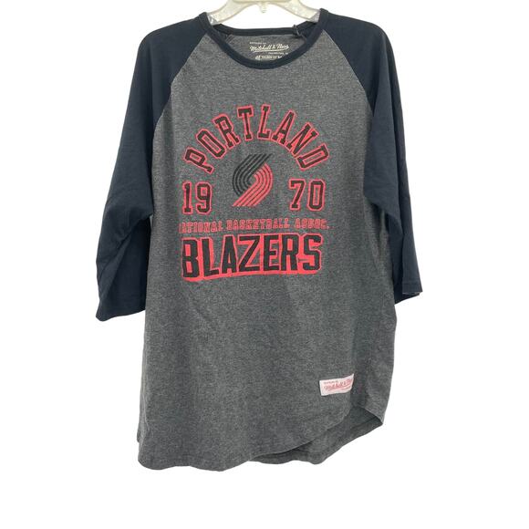 Portland Blazers NBA Mitchell & Ness Graphic 3/4 Sleeves Shirt - Picture 1 of 7